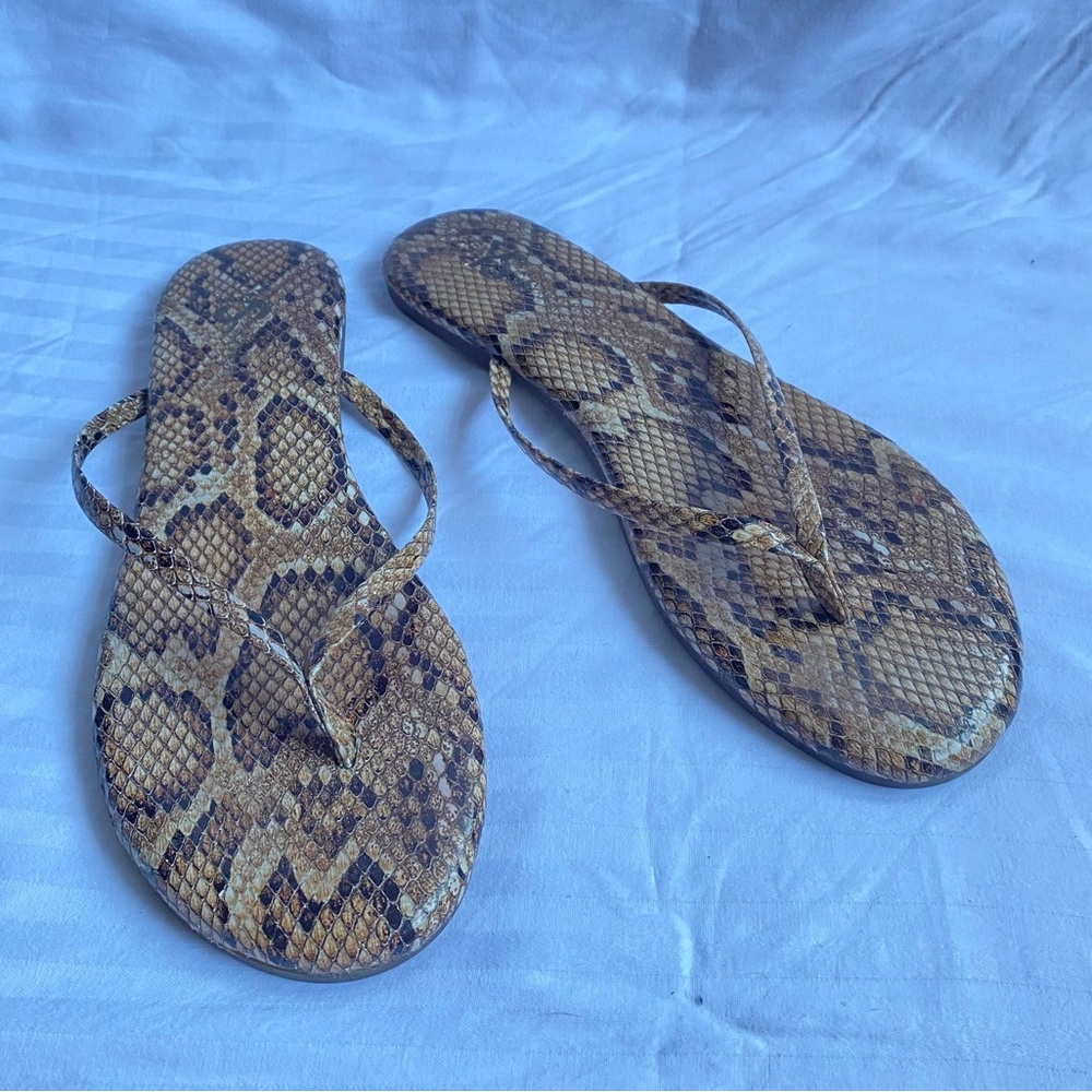 Yosi Samra Snake Print Leather Women’s Flip Flops